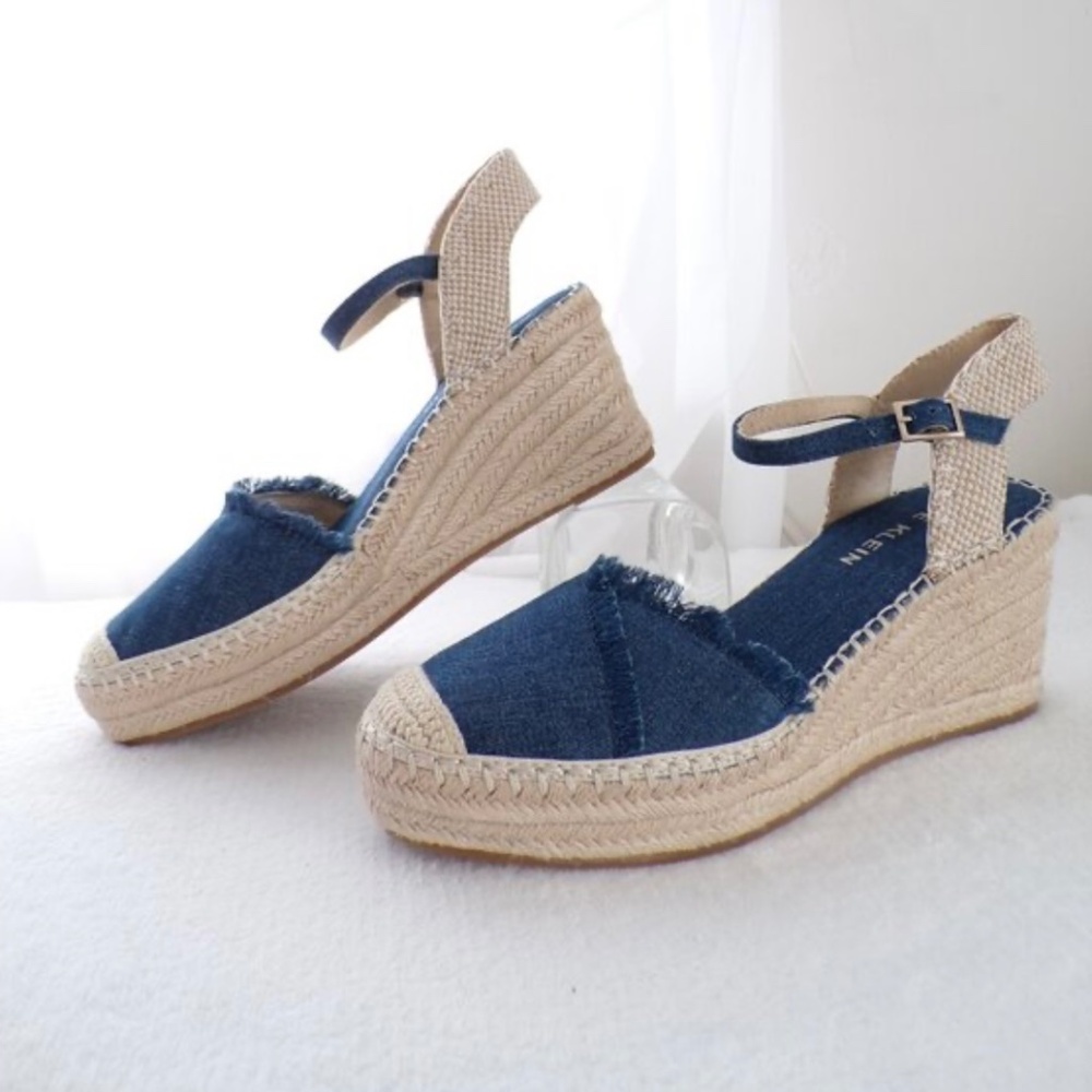 NIB Anne Klein Espadrilles Jean Fabric Sz 10